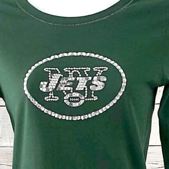 NFL Team Apparel New York Jets Top Green Size Small Football Long Sleeve Crew - Picture 2 of 6